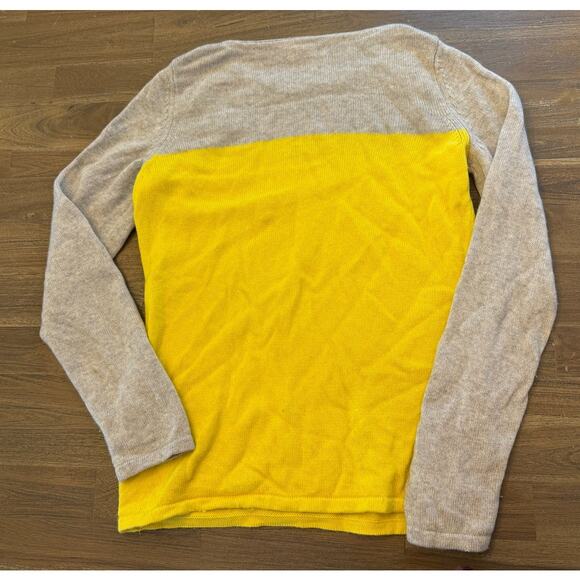 Banana Republic Wool/Cashmere Blend Sweater Yellow Beige Color Block Women *L* - Picture 2 of 3